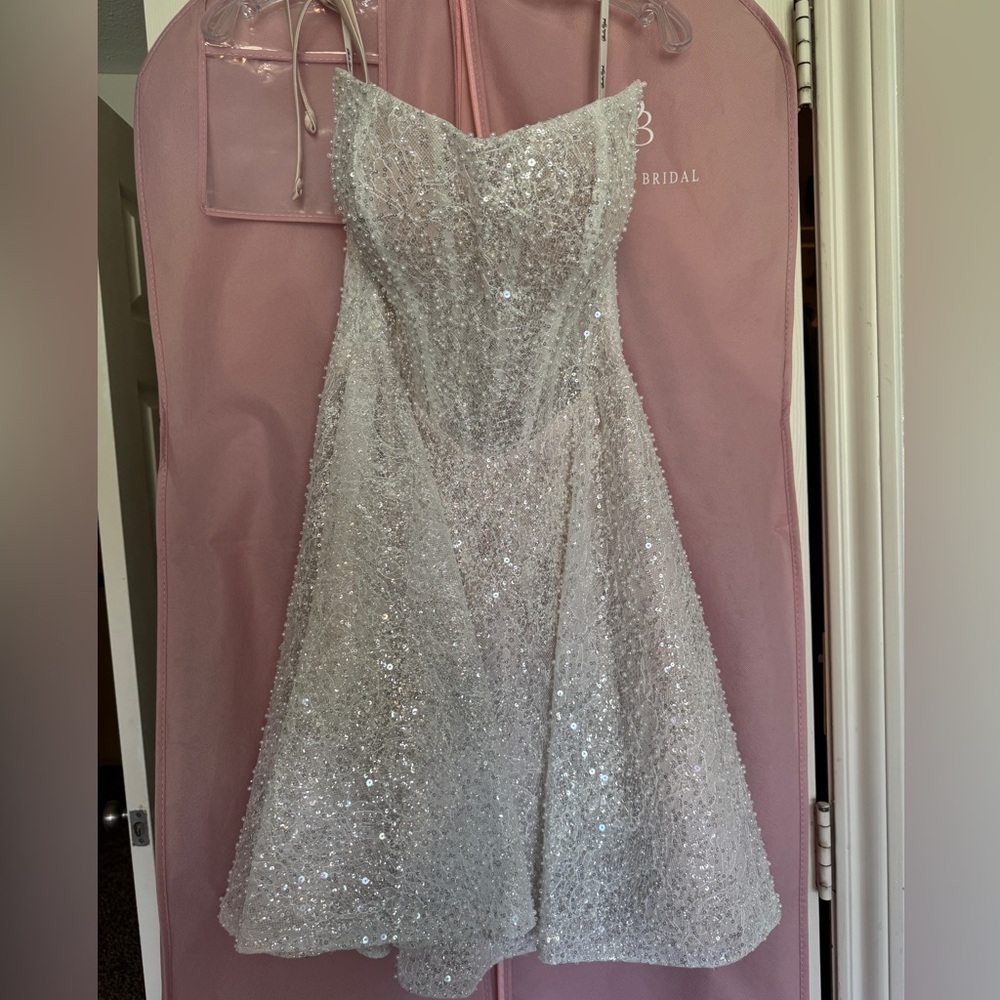 Stella York Sparkling Silver Sequin A-Line Wedding Dress